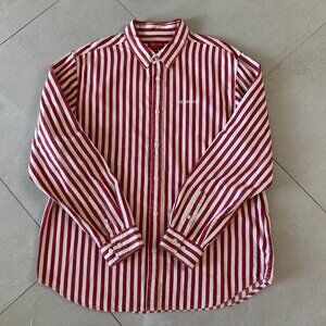 Supreme FW19 Striped Denim L/S Button Up Shirt Red size XL